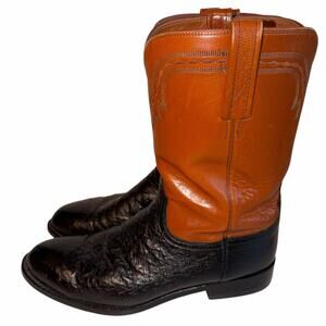 Lucchese 2000 Ostrich Boots Exotic Handmade Leather Roper 12" Shaft Black Tan